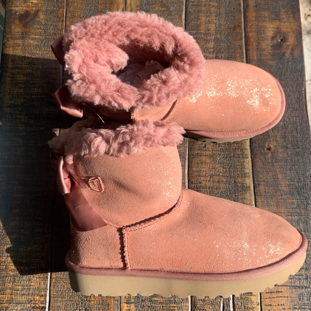 UGG Pink Sparkle Bow Boots